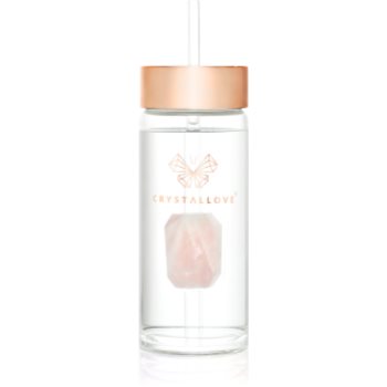 Crystallove Amethyst Straw Water Bottle sticlă pentru apă cu pai